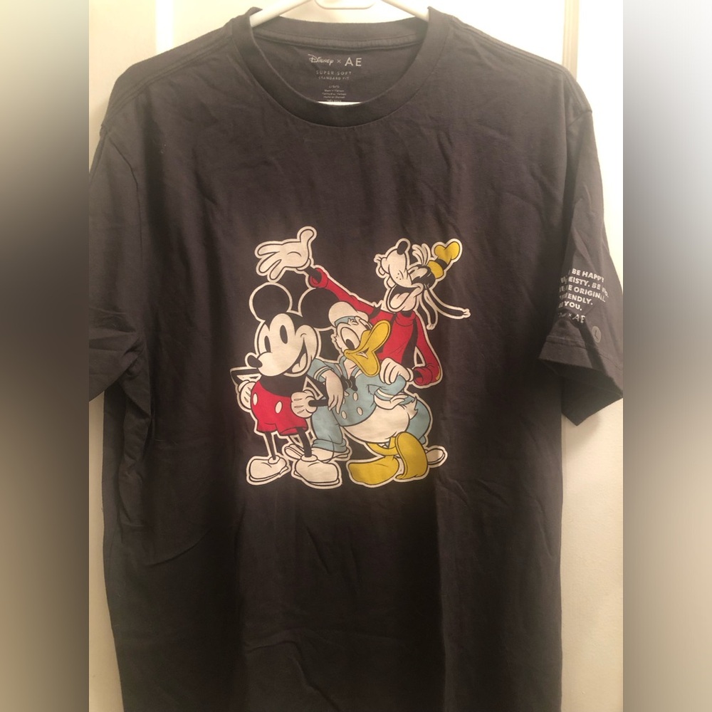 Disney Black Inspirational Graphic Tee with White Text